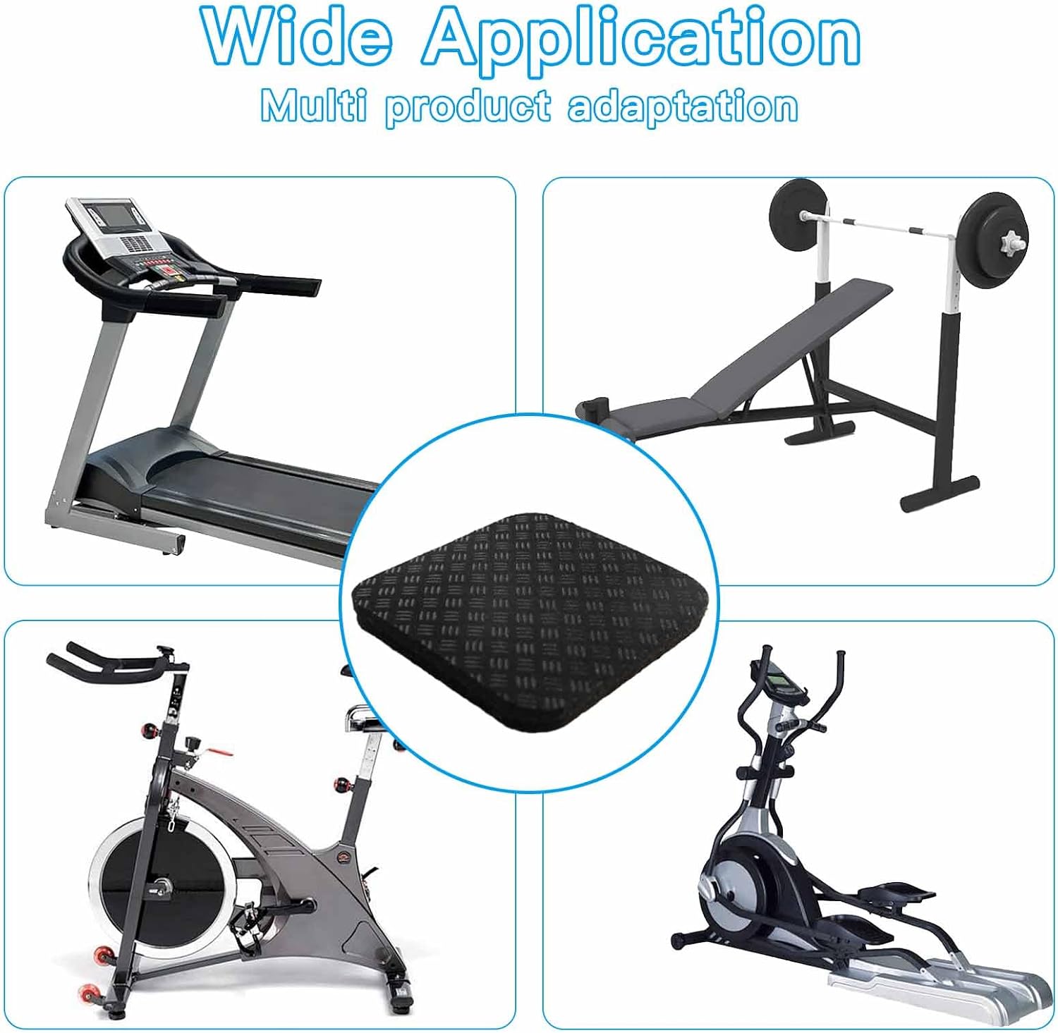 Non-Slip Treadmill Mat Pads, 4x4 Inch High Density Silicone Exercise Equipment Mat - Double-Sided Anti Vibration Pad