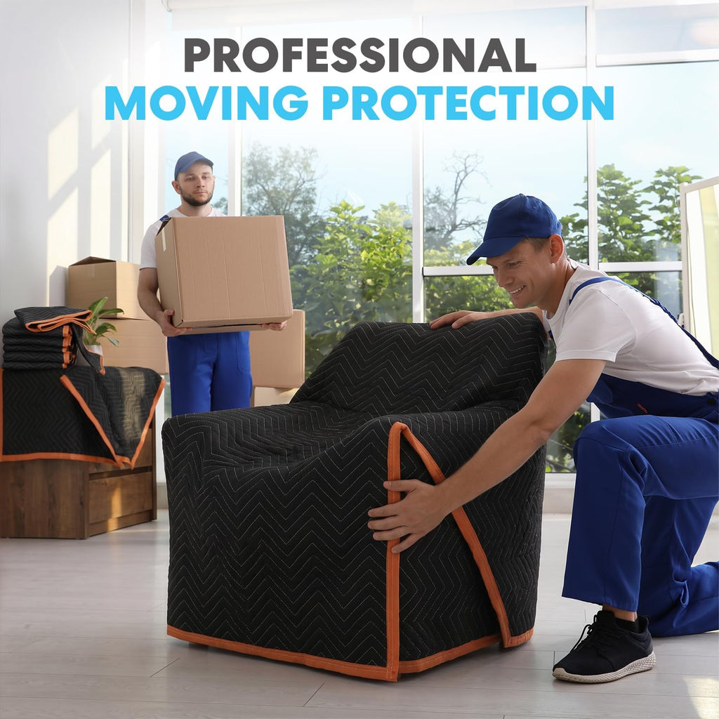 Heavy Duty Padded Moving Blankets 72" x 40" – 12 Pack – Packing Blankets, Furniture Covers for Moving