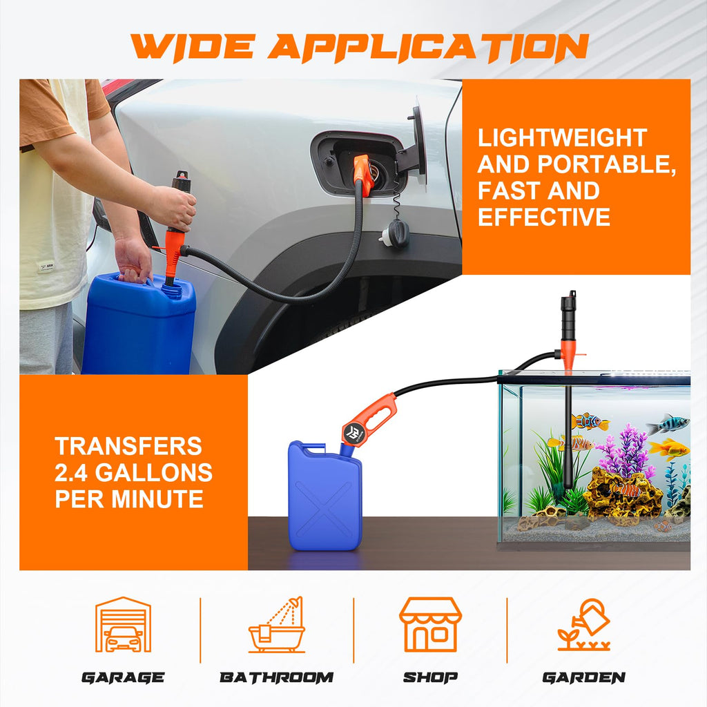 MANPICTE Portable Fuel Transfer Pump,Battery Powered,3.0 GPM Flow