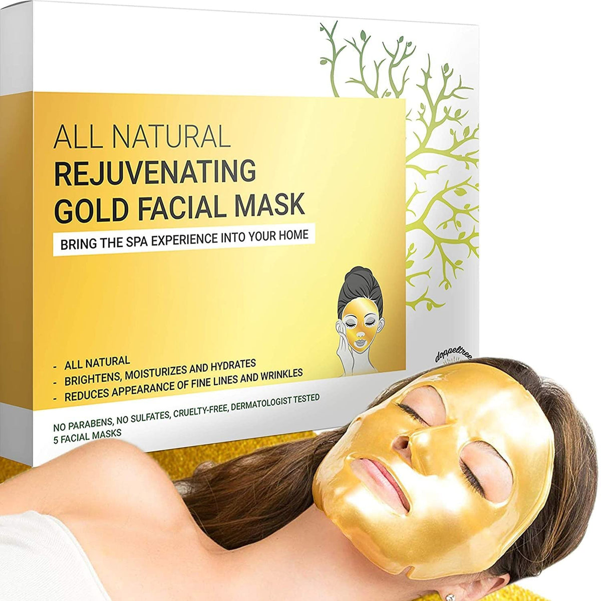 Hydrogel Facial Sheet Masks with 24K Gold, Collagen, vitamin C