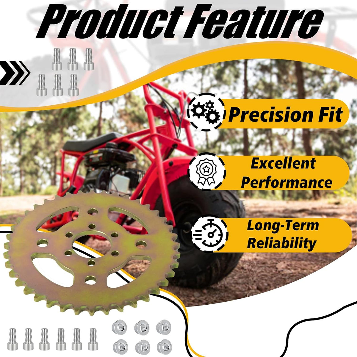 40T Steel Rear Sprocket #40/41/420, 6-Hole