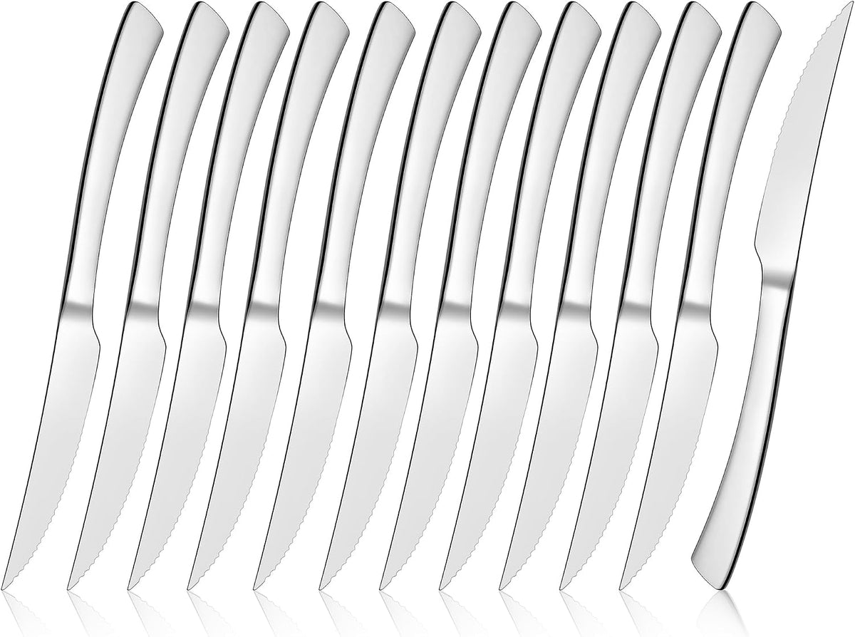 Steak Knives Set of 12, Stainless Steel Serrated Dinner Knife