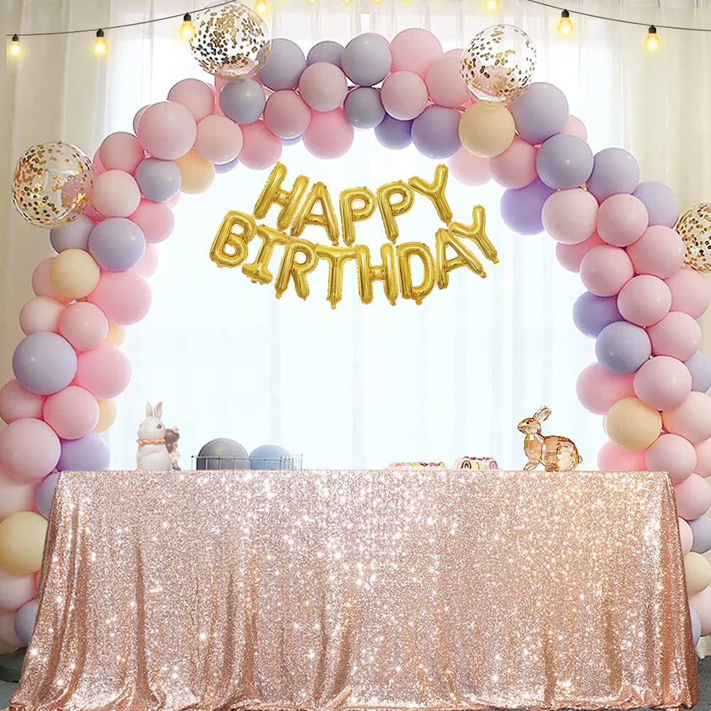 Rose Gold Sequin Tablecloth 72x108 Inch for Wedding