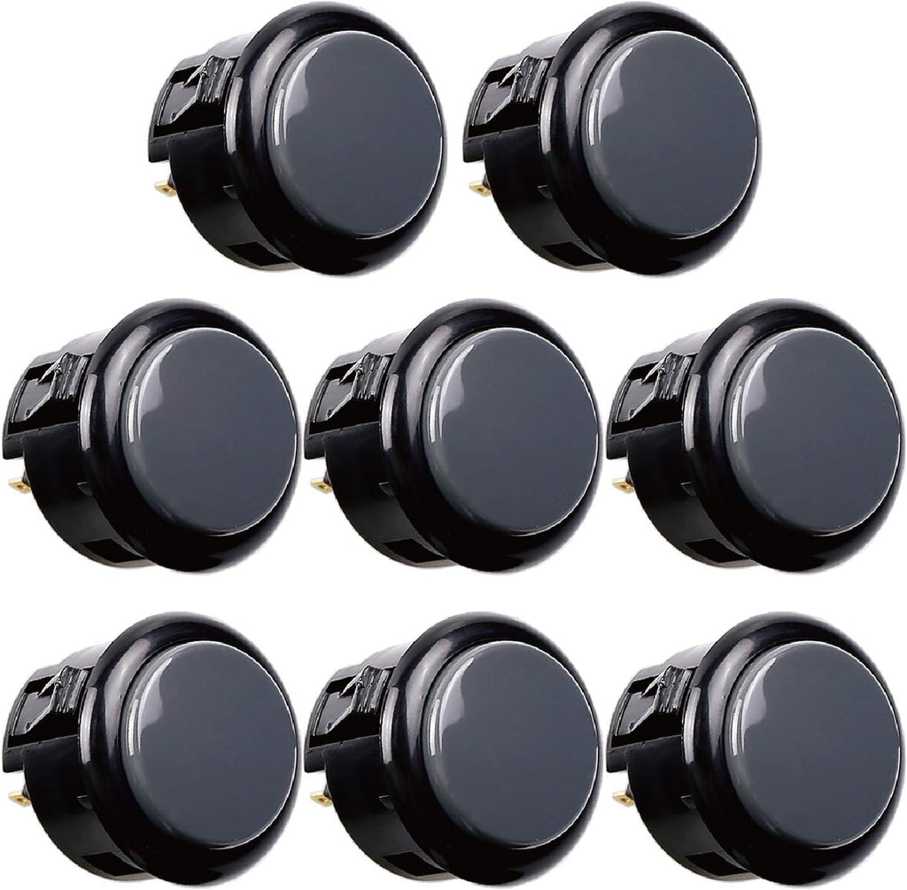 8 pcs OBSF-30 Original Push Button 30mm - for Arcade Jamma Video Game & Arcade Joystick Games Console (Gray), Use for