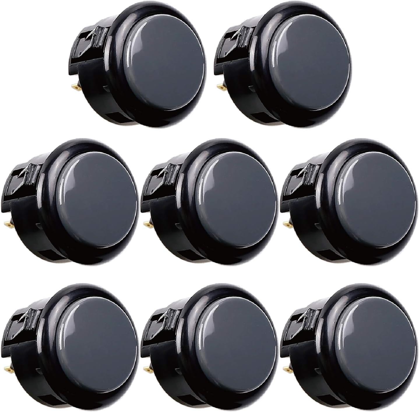 8 pcs OBSF-30 Original Push Button 30mm - for Arcade Jamma Video Game & Arcade Joystick Games Console (Gray), Use for