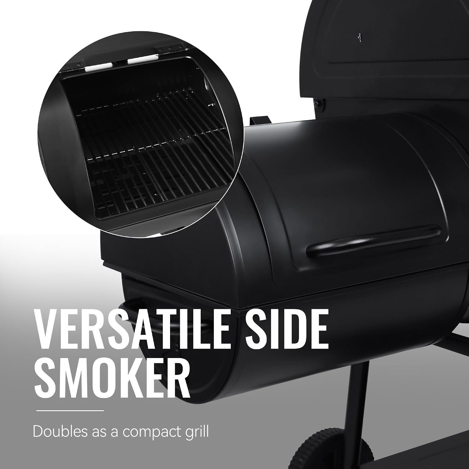 CC2036F Barrel Charcoal Grill with Offset Smoker, Outdoor BBQ Grill with 1200 Sq. In. Grilling Area for Large Event
