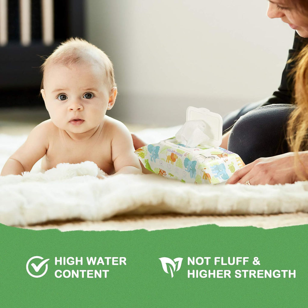 Baby Wet Wipes Unscented - Extra Large Size, Durable, 99% Water-Based & Gentle on Sensitive Skin for Face & Body,320