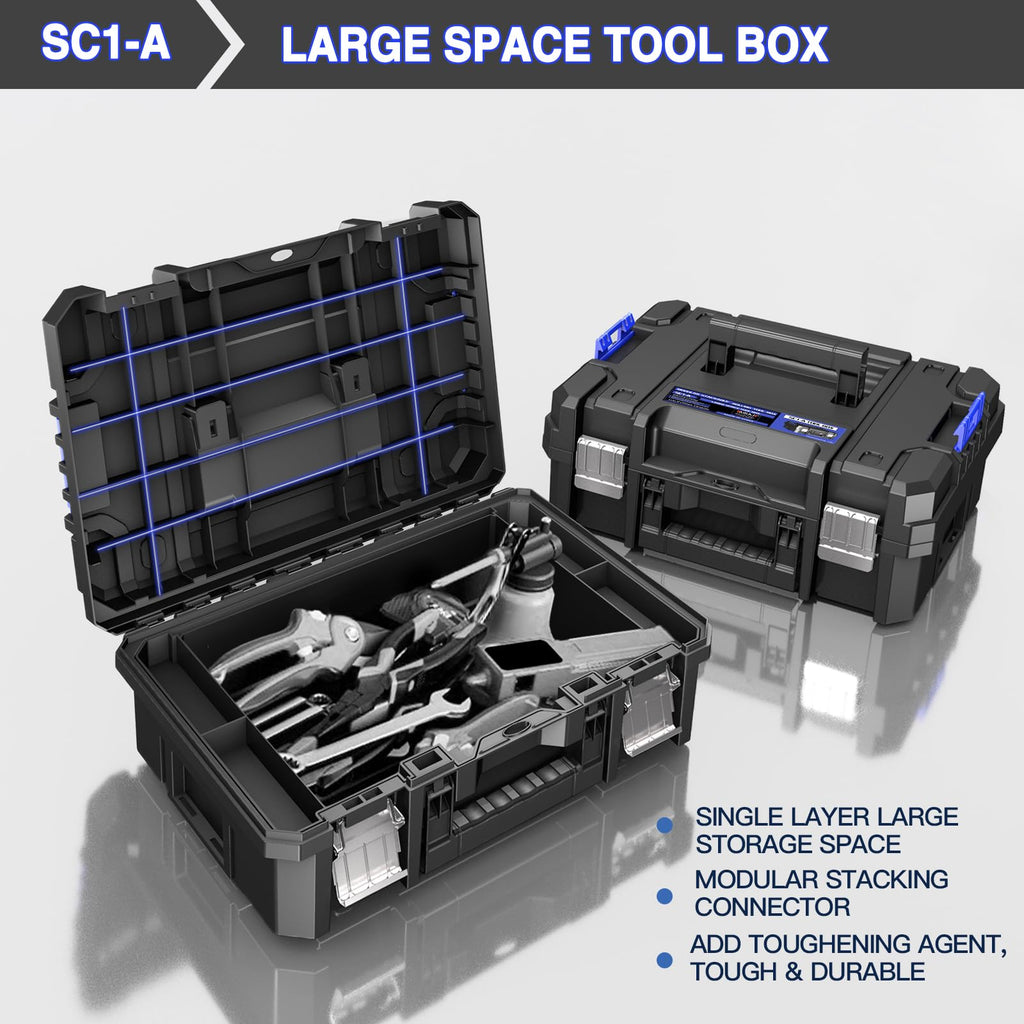 4 Tier Rolling Tool Box with Wheels, 18” Stackable Tool Box Organizer