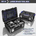 4 Tier Rolling Tool Box with Wheels, 18” Stackable Tool Box Organizer