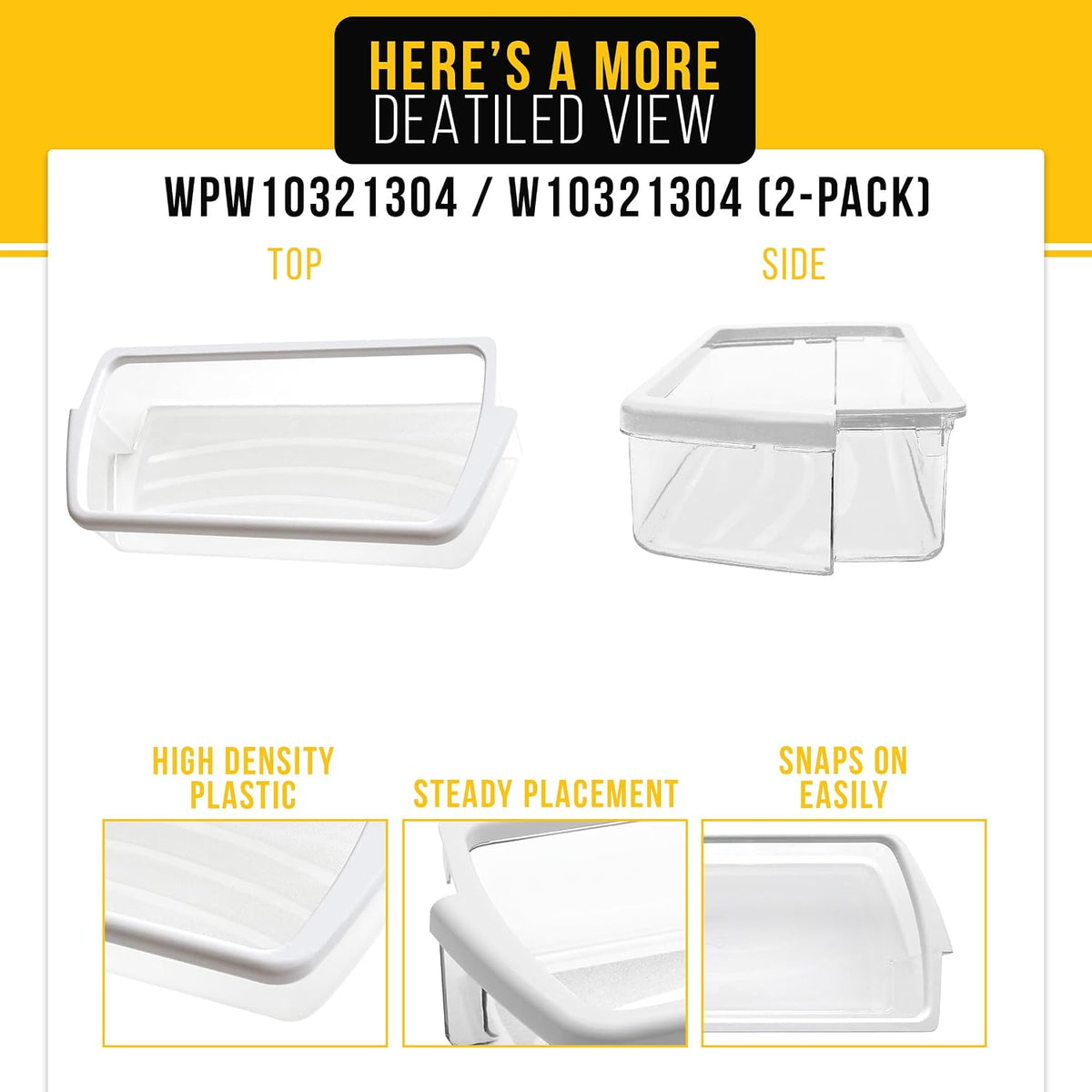 Refrigerator Door Shelf Bin for KitchenAid KSRV22FVMS02 (2-Pack)