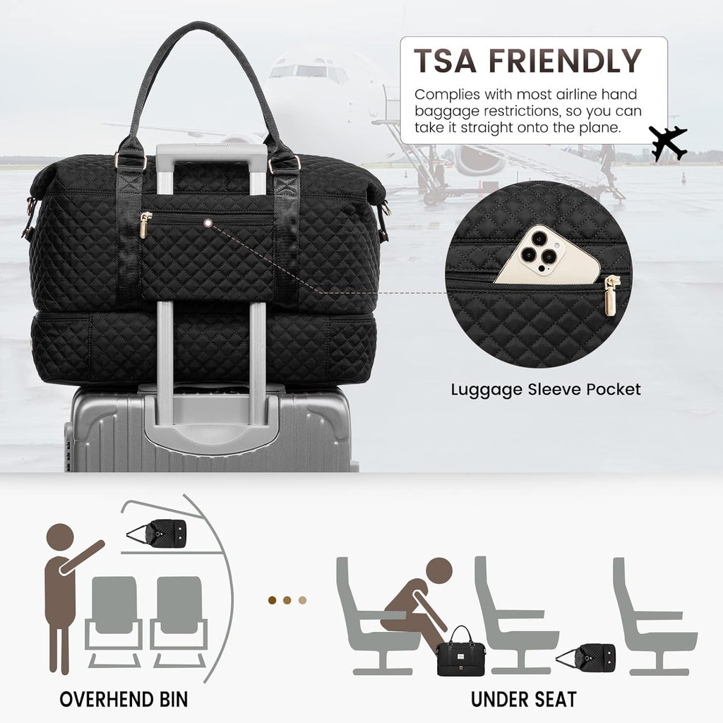 Travel Duffle Bag,Weekender Bags for Women with Shoe Compartment，Carry on Overnight Bag with Toiletry Bag,Gym Duffel