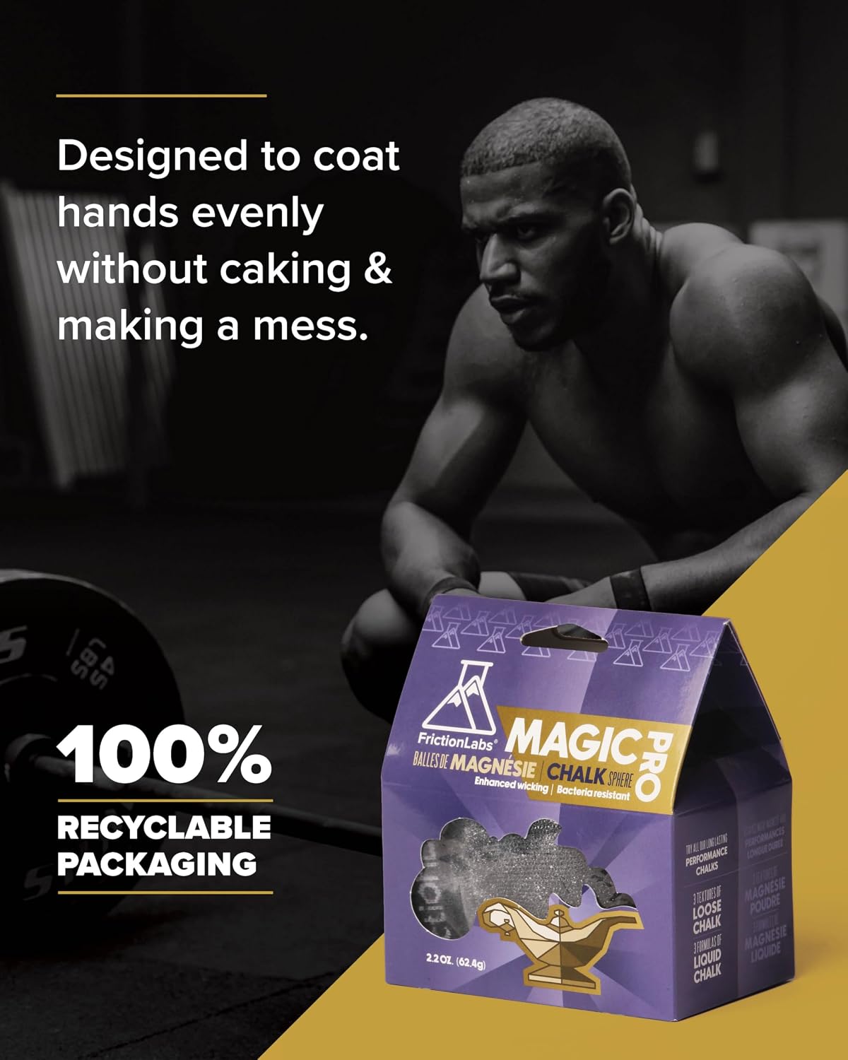 Magic Chalk Ball, Premium Gym Chalk Ball in Refillable Sock | Refillable Chalk Sock, Non-Toxic Gym Chalk for
