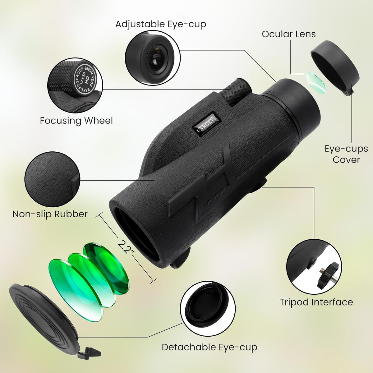 12x50 High Power Monocular Telescope for Adults