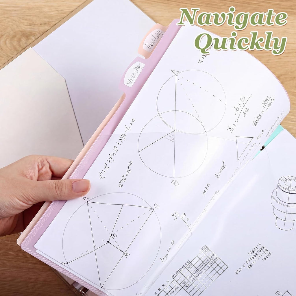 6 Pcs Binder Dividers for 3 Rings Binders Index Dividers with Two Clear Pockets Plastics Sheets Protectors with Tab