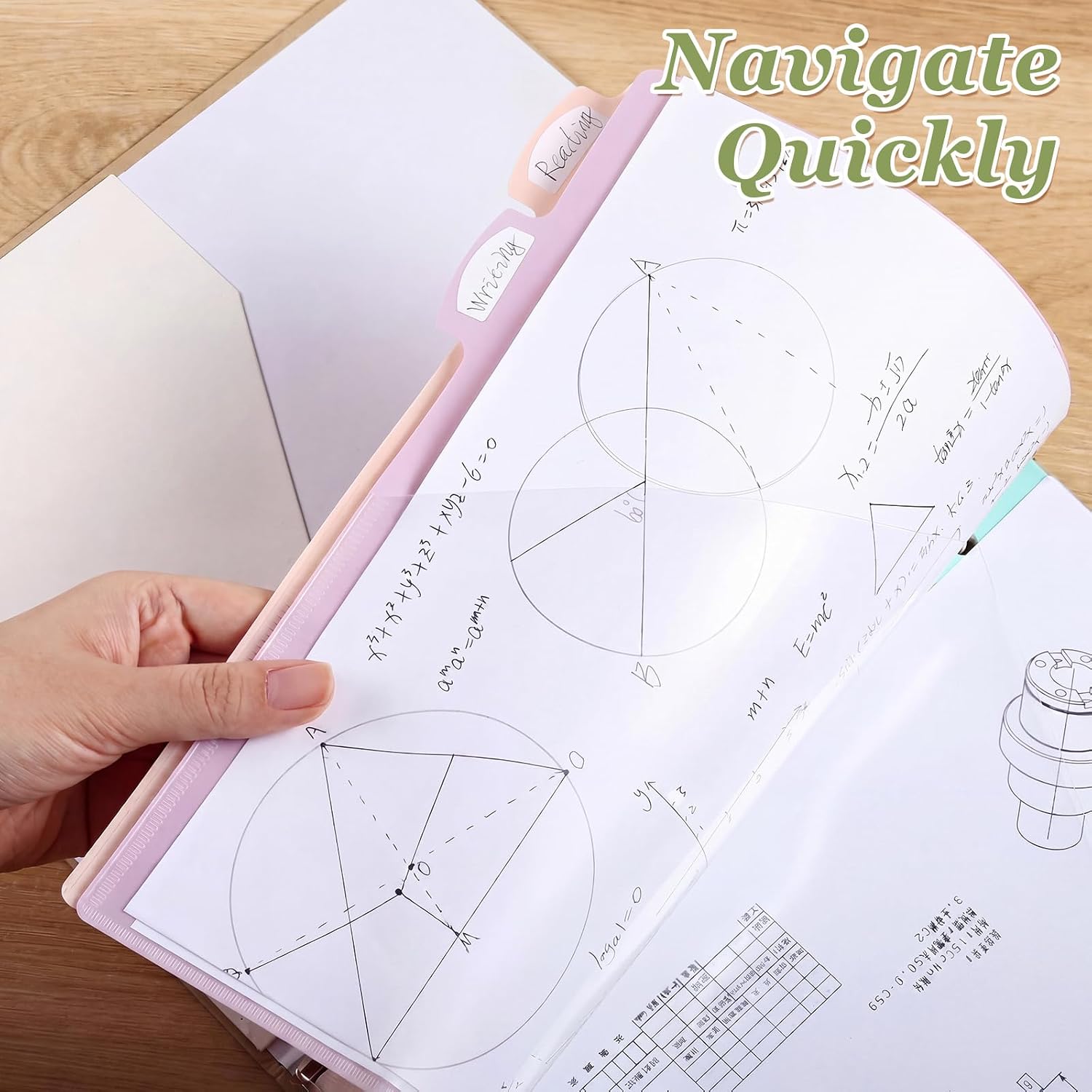6 Pcs Binder Dividers for 3 Rings Binders Index Dividers with Two Clear Pockets Plastics Sheets Protectors with Tab