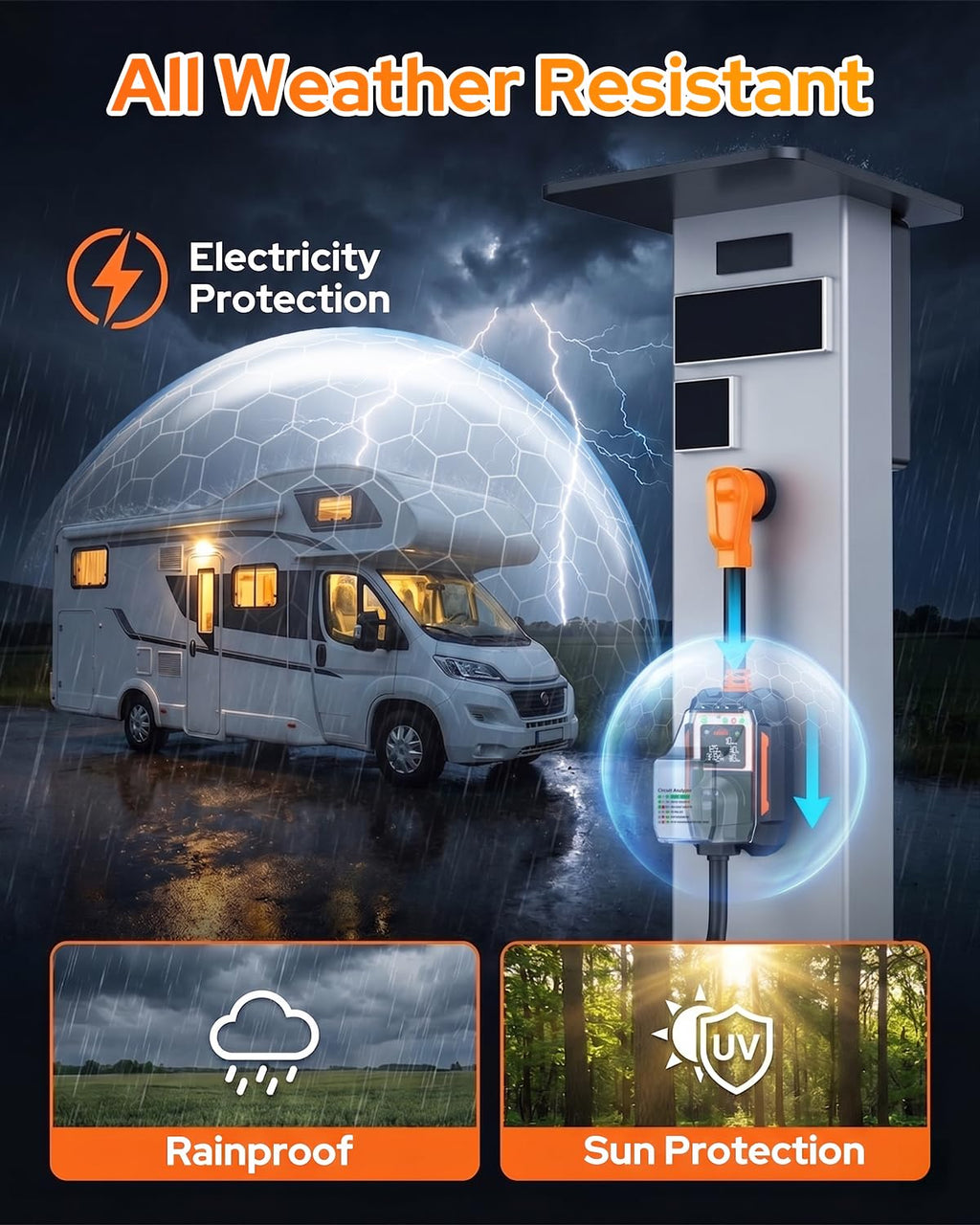 2026 𝐀𝐥𝐥-𝐍𝐞𝐰 RV Surge Protector 30 Amp 28000 Joules, Larger LED Display，RV Circuit Analyzer with Smart App &