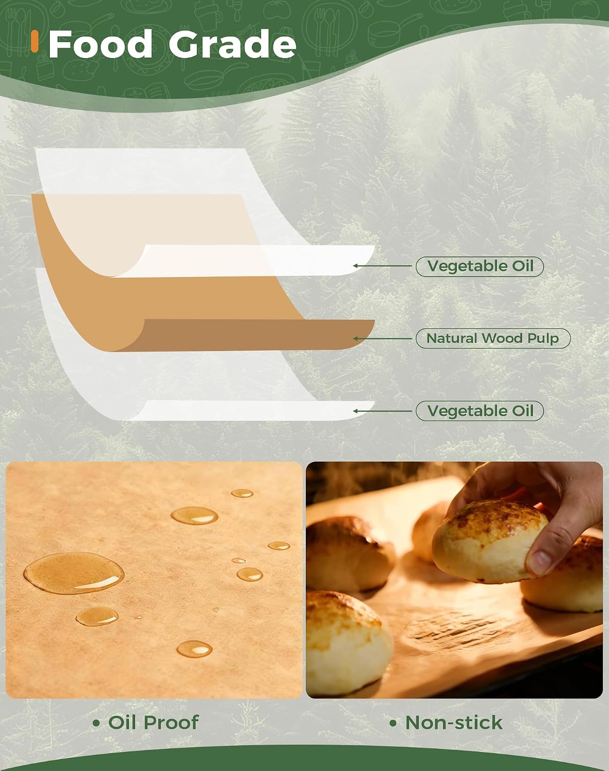 Parchment Paper Roll for Baking, 15 In Unbleached Parchment Paper