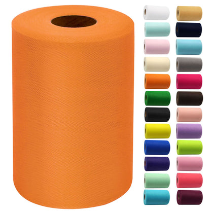 Orange Tulle Fabric Roll 6 Inch X 100 Yards Tulle Ribbon