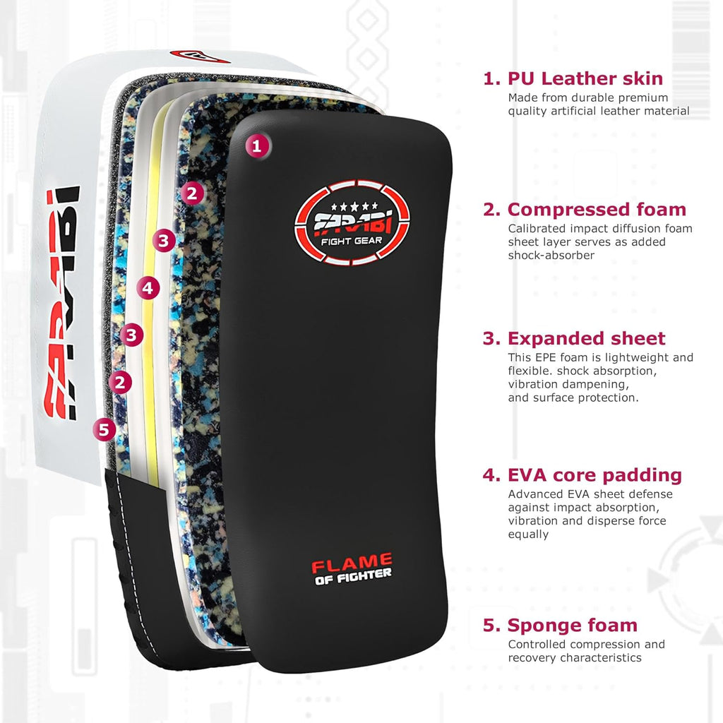Farabi Thai Pad Training Kick Pad Curved Coaching Pad Kicking Mix Martial Arts x 1 Single Unit