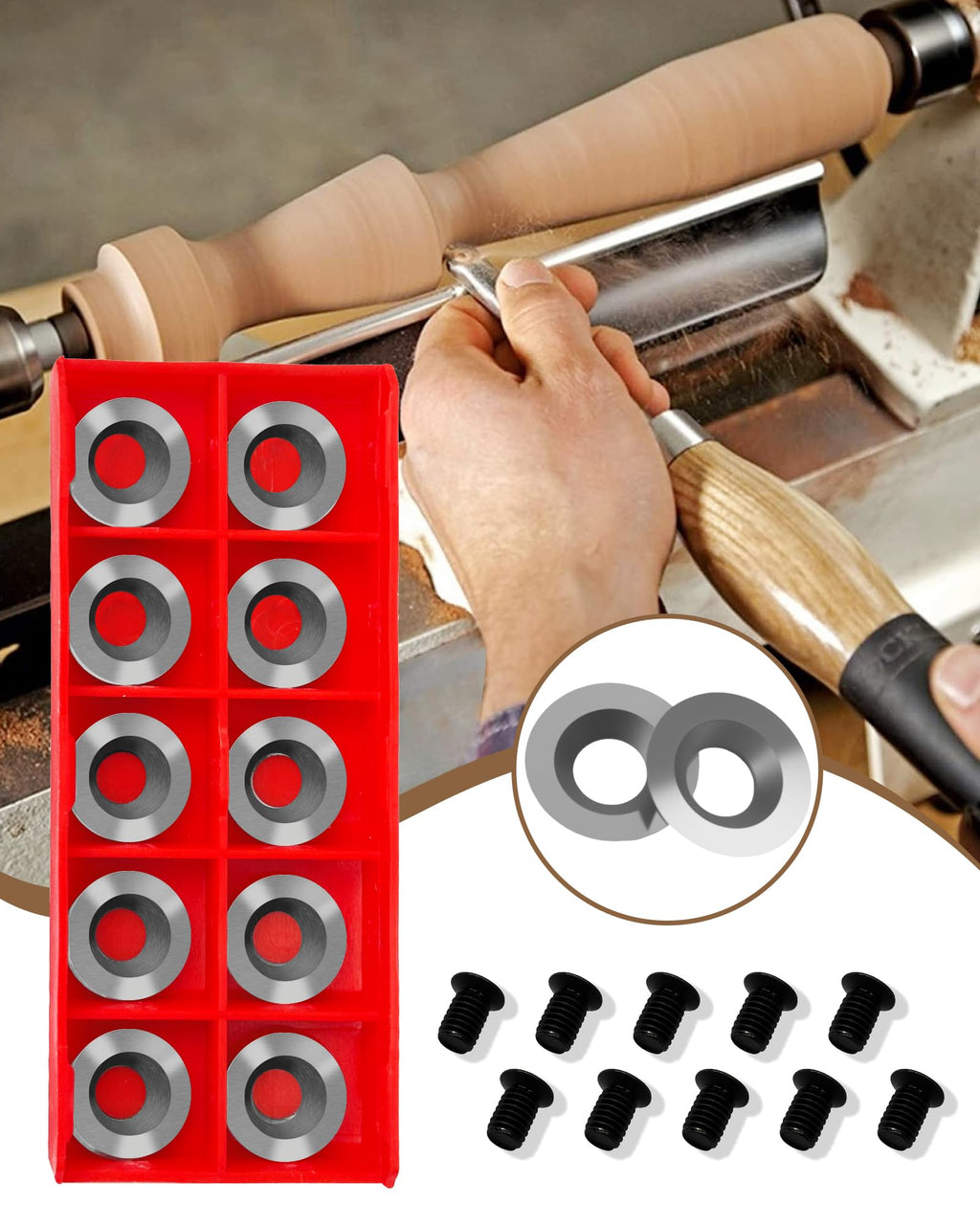 10Pcs 15mm Round Carbide Inserts, Indexable Replacement Cutters Inserts