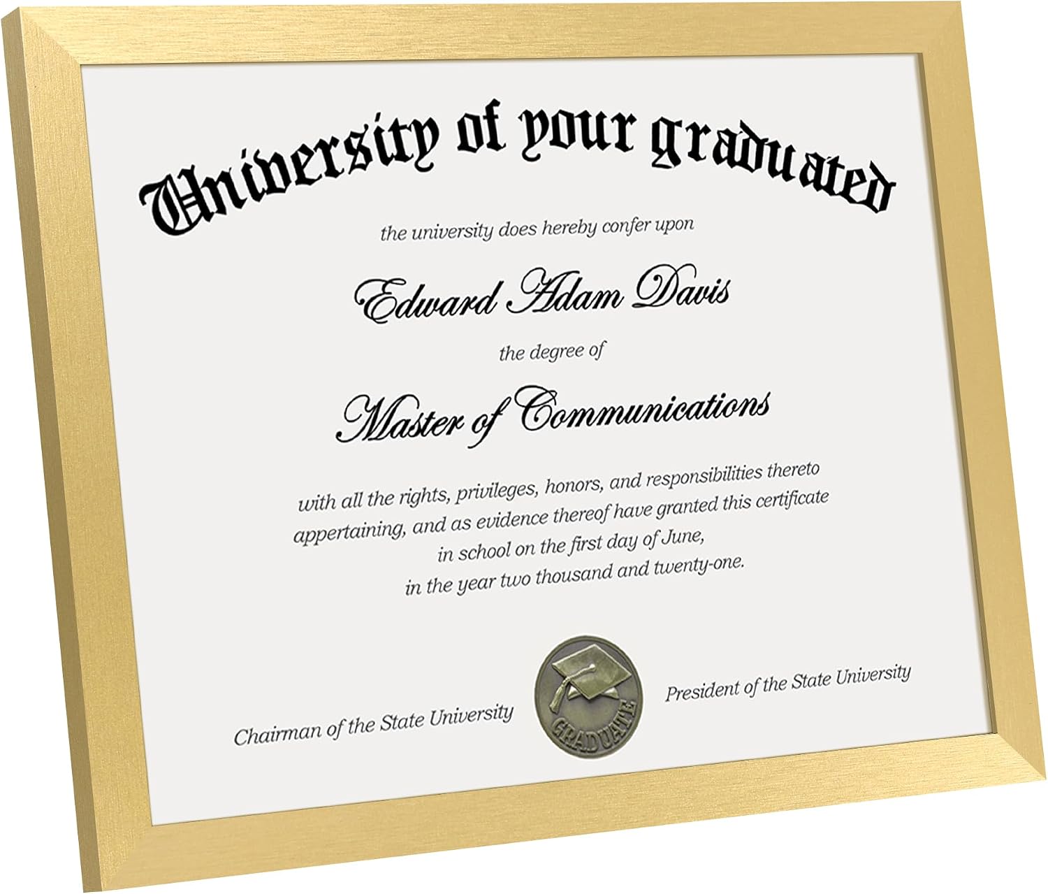 Certificate Frame, 8.5 by 11 Diploma Frames, 1 Pack, Gold | Clear Plexiglass, 8.5x11 Document Degree Frames for