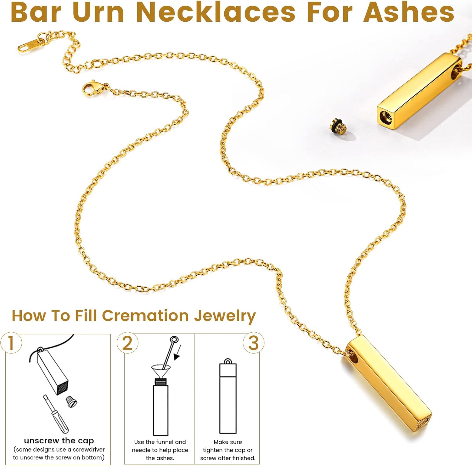 JEWELRY Urn Necklaces for Ashes, Stainless Steel Pet/Cross/Birthstone/Tree of Life Personalized Keepsake Memorial