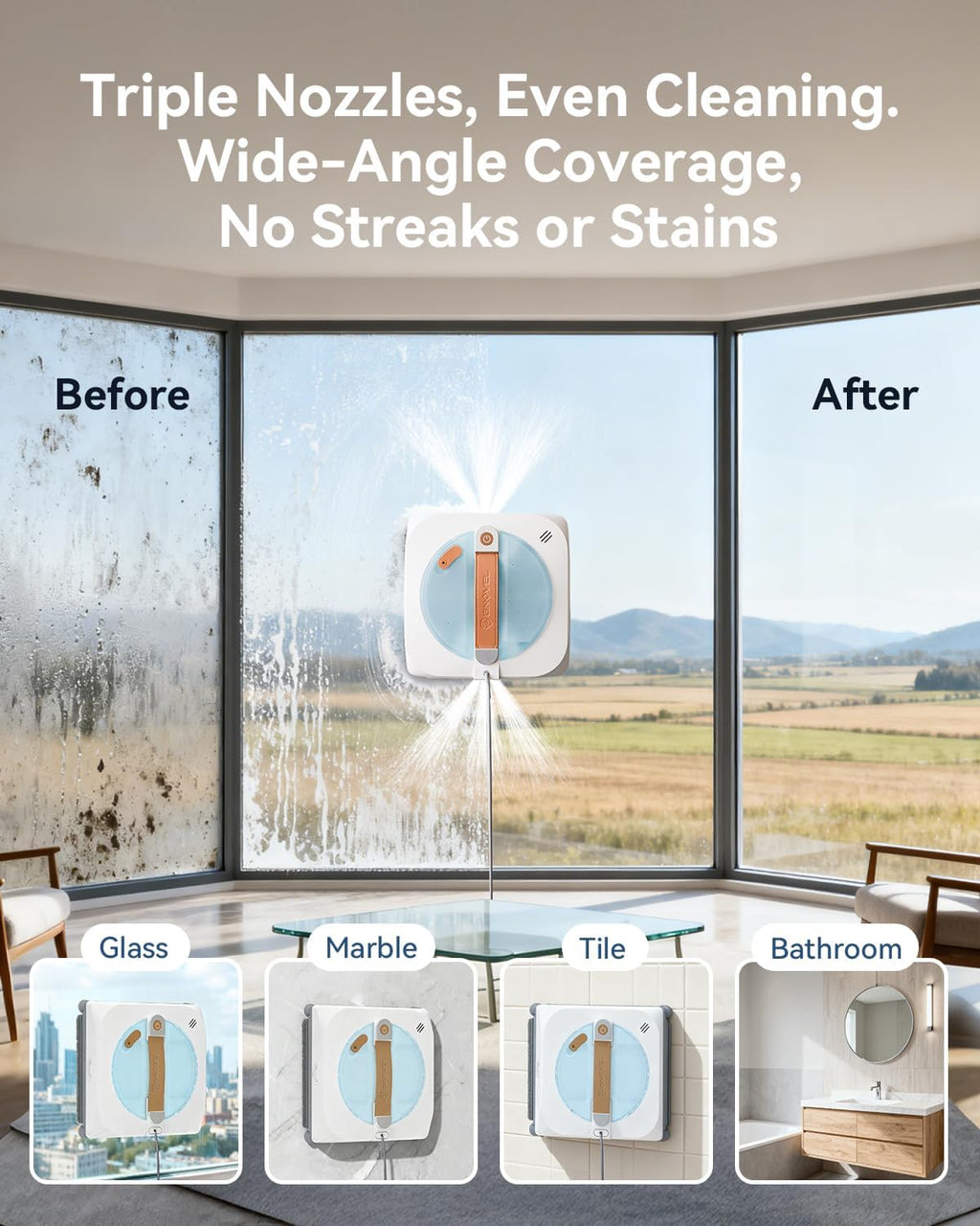 Upgraded Window Cleaning Robot 8000Pa,Edge Detection for High Rise