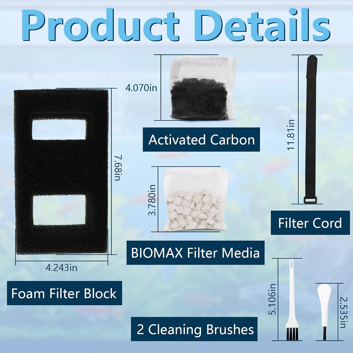 Aquarium Filter Media Set for Fluval SPEC, EVO Betta Flex Desktop Aquarium