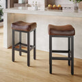 29 Inche Bonded Leather Counter Height Bar Stools Set of 2 Square