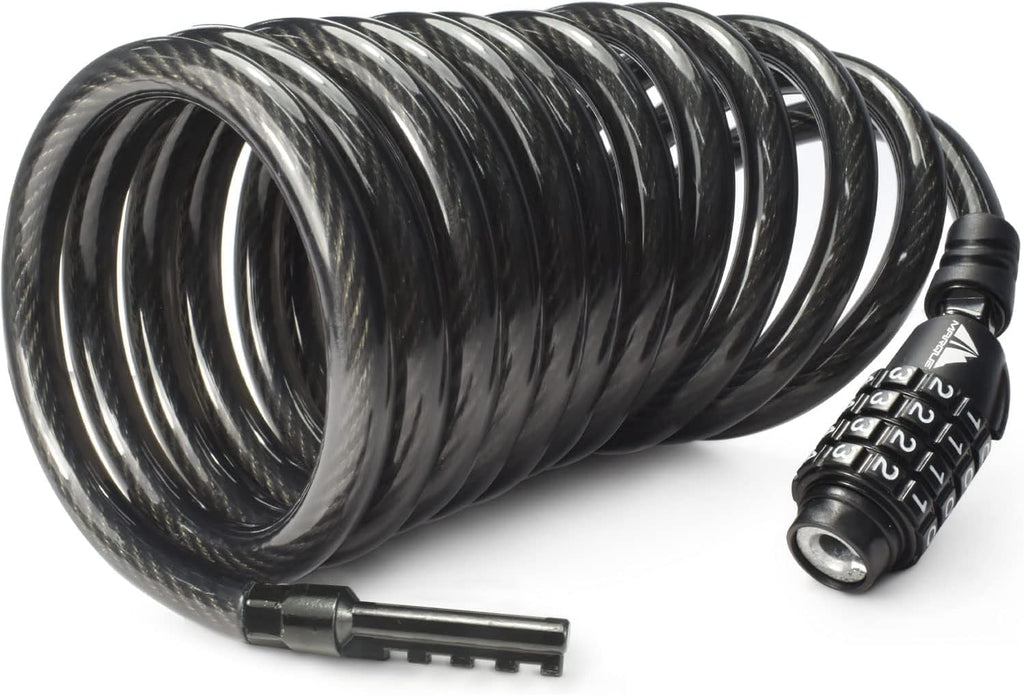 Combination Bike Lock Cable- 3/8 inch (5FT, 10FT, 15FT, 25FT) Resettable Combination Lock, Anti-Theft Coiled Secutiry