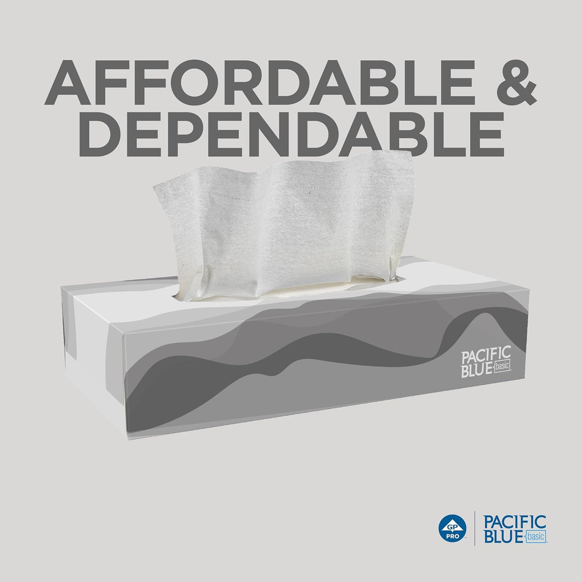 Pacific Blue Basic 2-Ply Facial Tissue (47410), 100 Sheets Per Box, 30 Flat Boxes Per Bulk Case