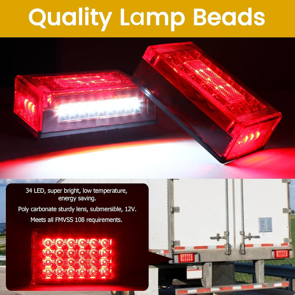 6" LED Trailer Light Kit, Submersible 12V Boat Trailer Lights
