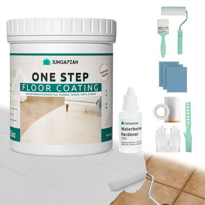 One Step Floor Coating Kit, Water-based & Low Odor One-Step Floor Paint, High Hardness Waterproof Paint for Ceramic