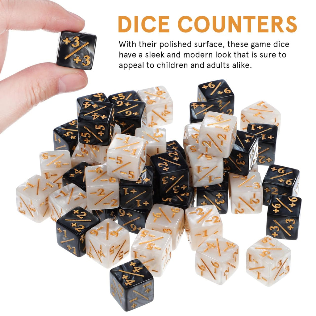 48Pcs +1/-1 Token Dice Counter, 0.63in D6 Minus and Plus Dice Set