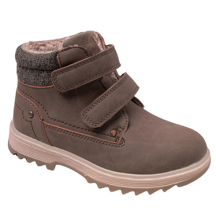 Kids' Hiking Work Boots for Boys Girls, Waterproof Outdoor Ankle Boots with Hook and Loop(Brown Warm,numeric_6)