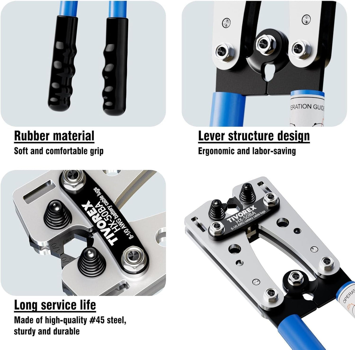 Tivorex Battery Cable Crimping Tool Kit for AWG -1/0 Electrical Lug