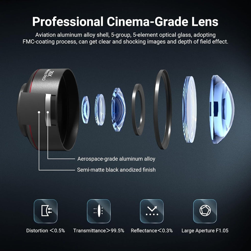 35X Macro Lens Kit for Smartphone with CPL Filter, HD Magnifier Photography Lens with Universal Lens Clip, Phone