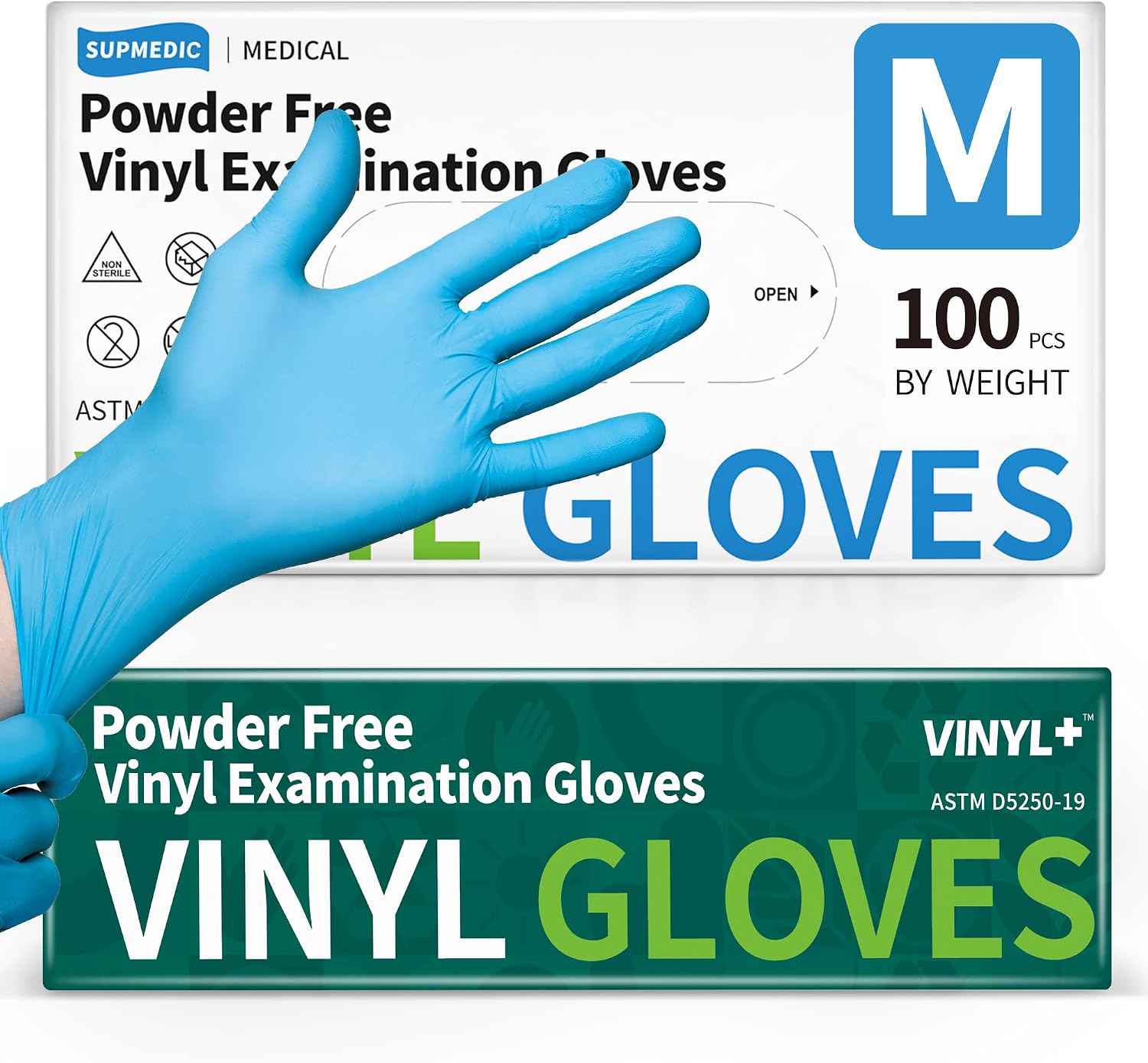 Vinyl Disposable Exam Gloves, 4Mil Powder-Free Latex-Free Food Grade Cooking Cleaning Medical Glove Blue 100&1000 Ct