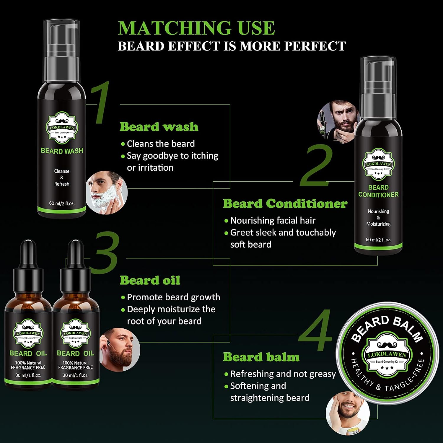 Beard Kit for Men Fathers Day Dad Gifts with Beard Wash, Beard Conditioner, Beard Oil, Beard Balm, Brush, Comb