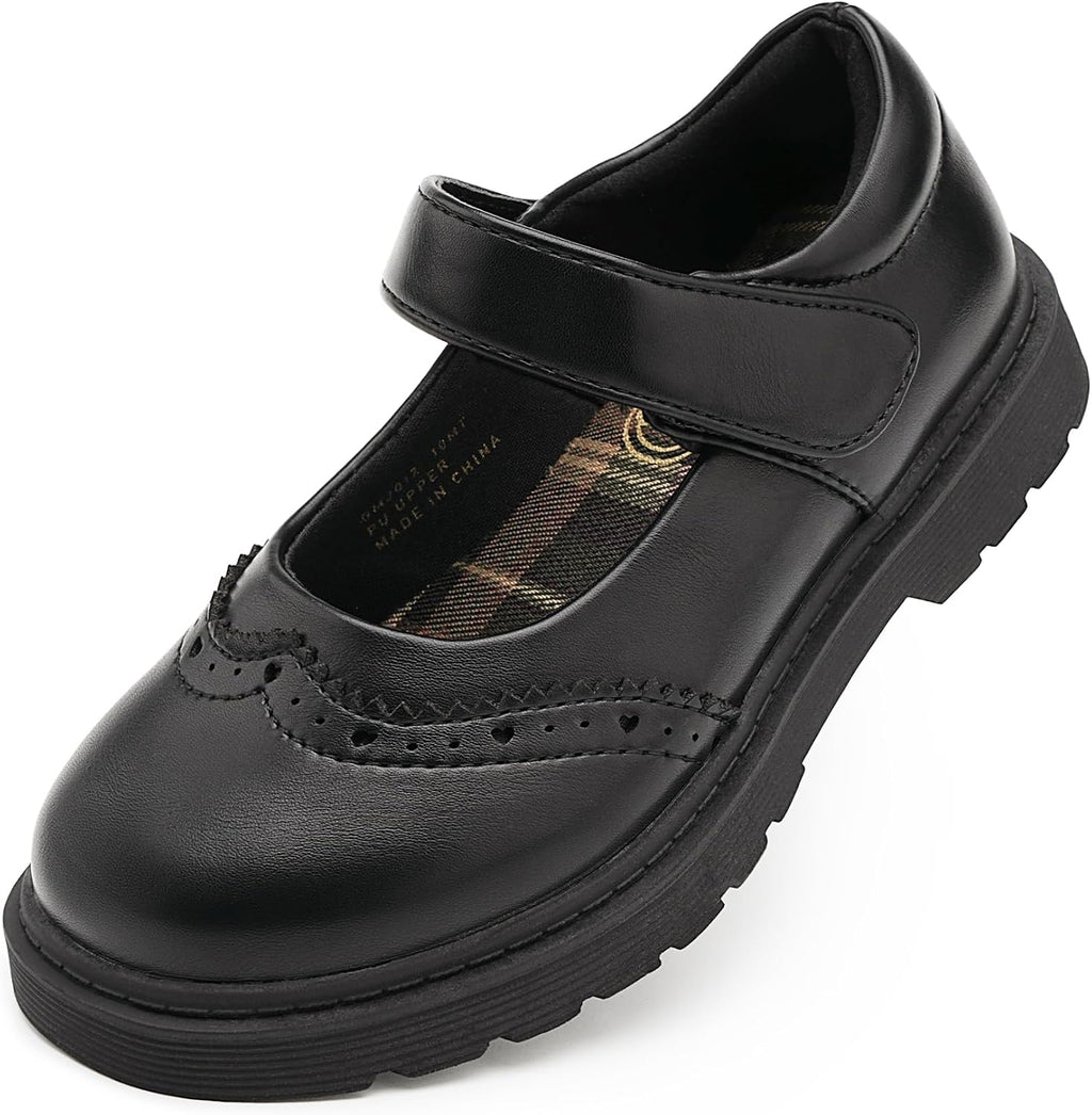 Girls School Shoes Chunky Oxford Mary Jane Flats | Chunky sole, Cushioned comfort, Lace-up style, Durable outsole