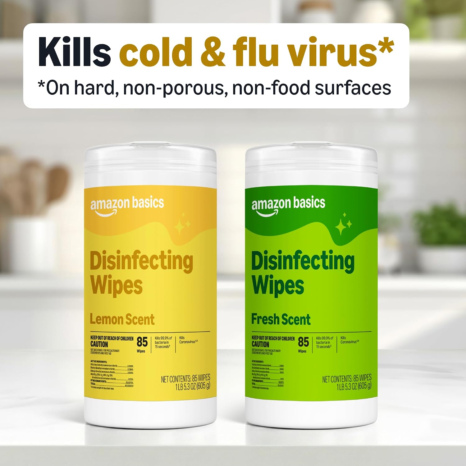 Disinfecting Wipes, Lemon & Fresh Scent, Sanitizes, Cleans, Disinfects & Deodorizes, 255 Count (3 Packs of 85)