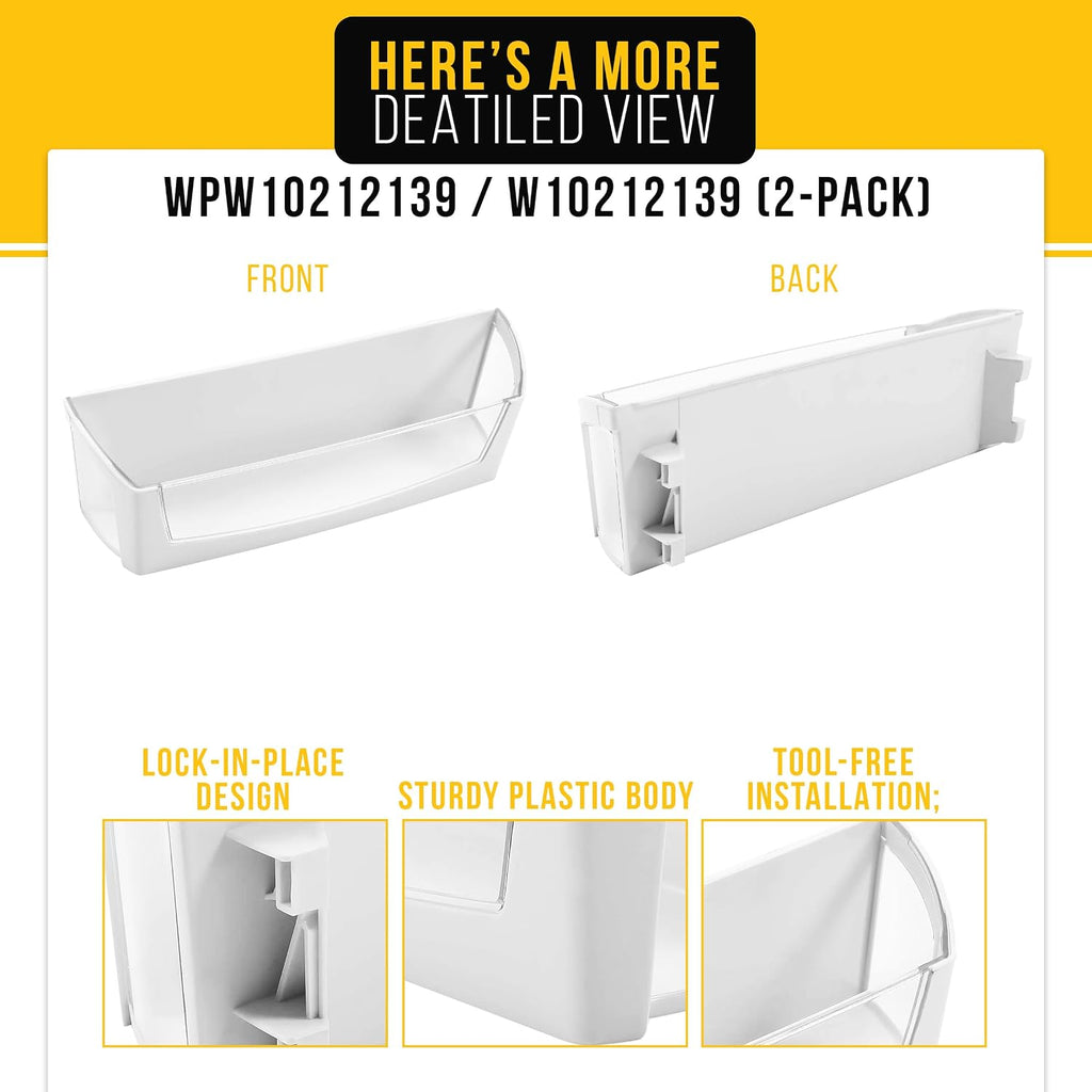 Refrigerator Door Shelf Bin for Whirlpool WRX735SDBM00 (2-Pack)