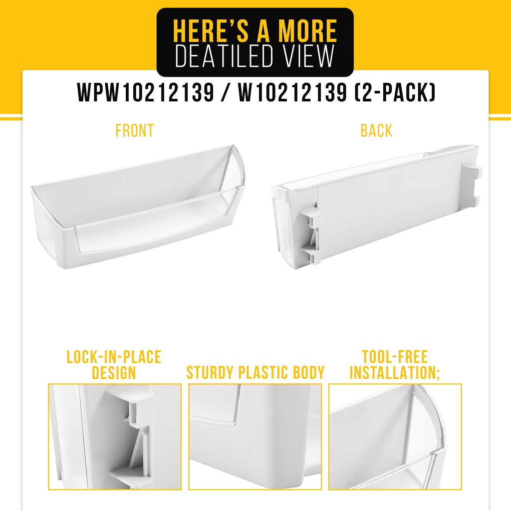 Refrigerator Door Shelf Bin for Whirlpool GI6FDRXXB08 (2-Pack)