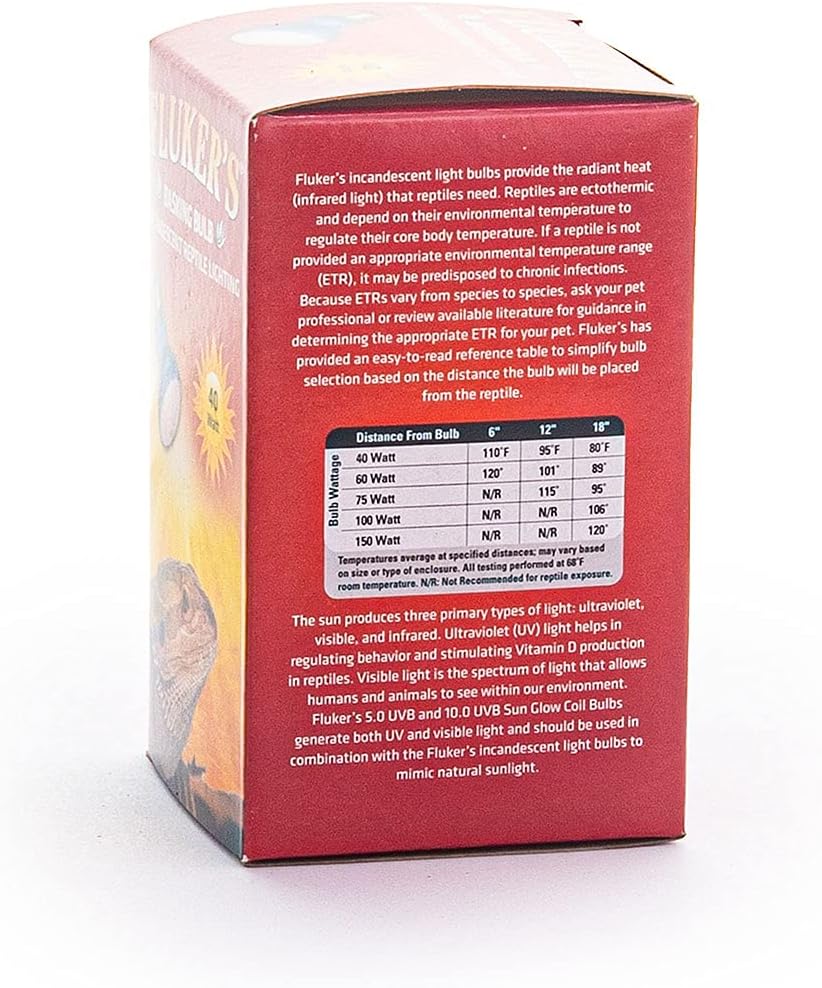 Incandescent Basking Spotlight Bulbs for Reptiles Tanks, Reptile Heat Lamp Bulbs for Infrared Light, 40-Watt