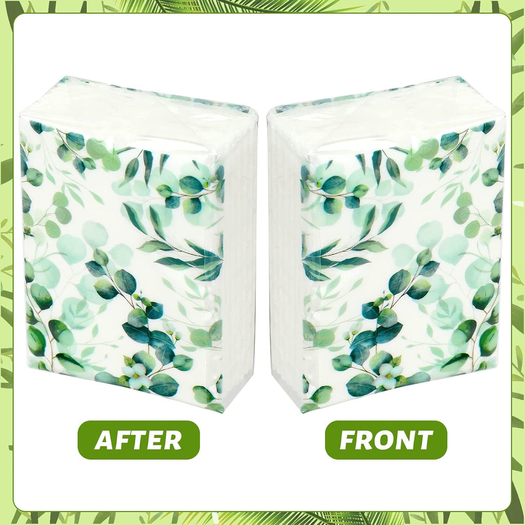 100 Pcs Travel Tissue Packs Bulk 3 Ply Pocket,Eucalyptus Leave