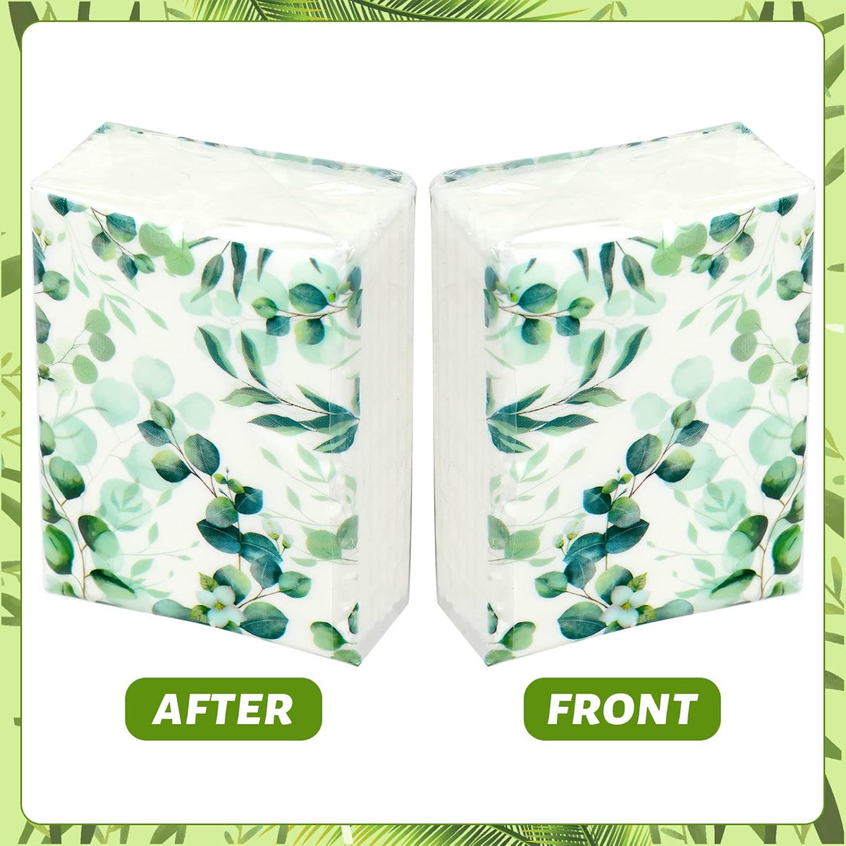 100 Pcs Travel Tissue Packs Bulk 3 Ply Pocket,Eucalyptus Leave