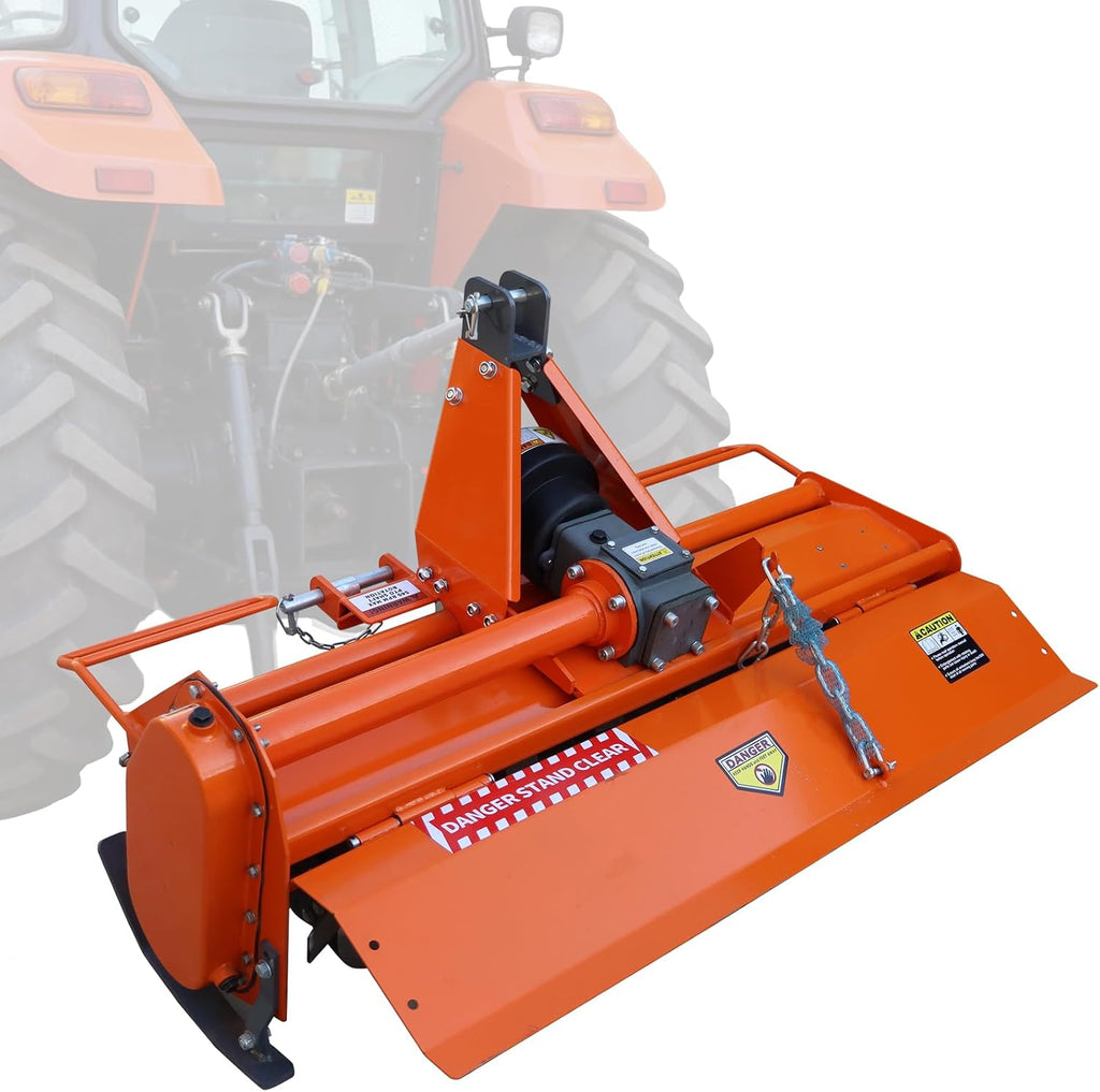 49" Rotary Tiller Attachment for Cat 1 Tractors | 3-Point Hitch, 540RPM Driven Cultivator with Replaceable L-Shaped