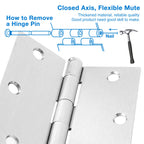 Brushed Nickel Door Hinges 3.5"x3 1/2 Inch Square 36Pack Interior
