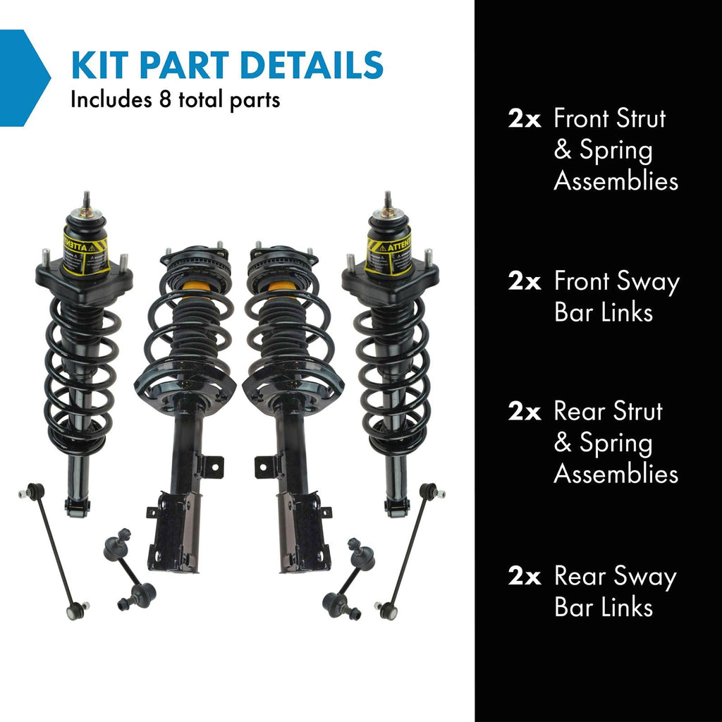 TRQ Front and Rear Suspension Kit Complete Strut & Coil Spring Assembly