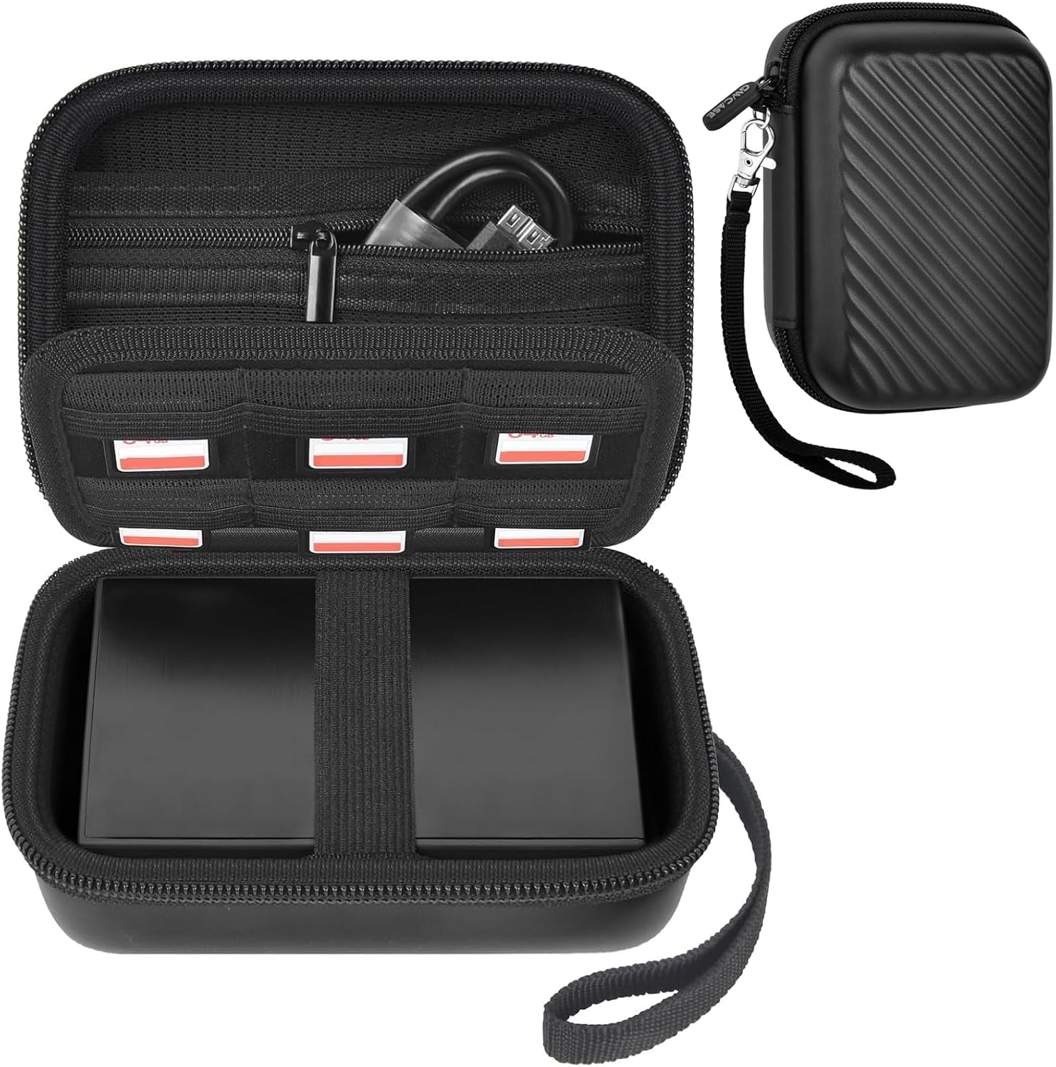 External Hard Drive Case for Seagate, for WD, for Toshiba HDD SSD | Hard EVA Exterior Compact Travel Organizer 3-in-1
